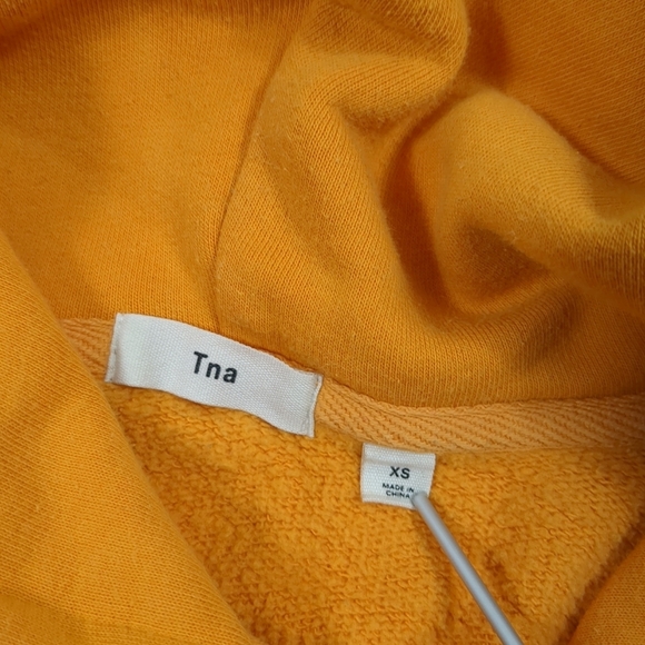 TNA Cropped Hoodie Orange Spellout Women Size XS Cozy Fleece - Picture 2 of 4